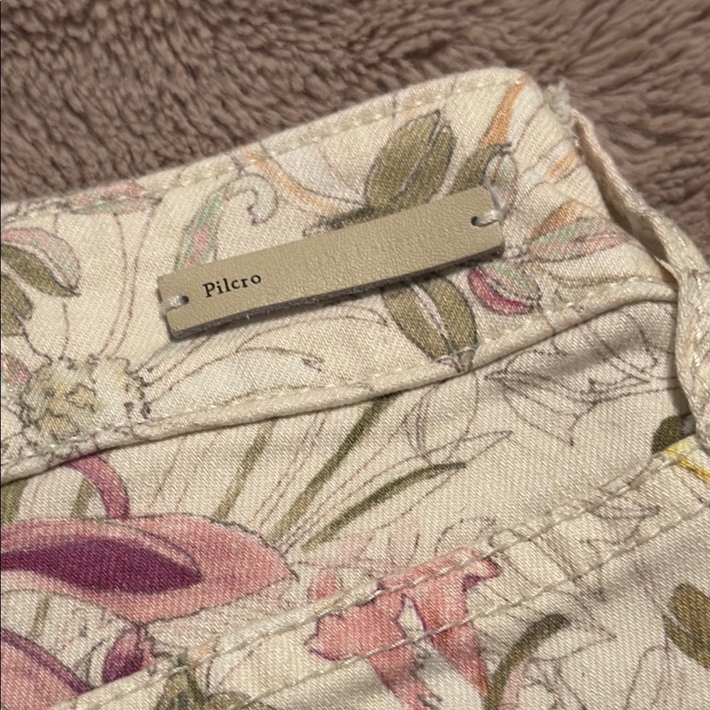 Pilcro and the Letterpress Floral Skinny Jeans - Cream and Pink - Picture 2 of 6